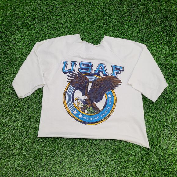 Vintage 90s US Air-Force Sweatshirt Womens Small 18x21 Crop - Picture 1 of 14